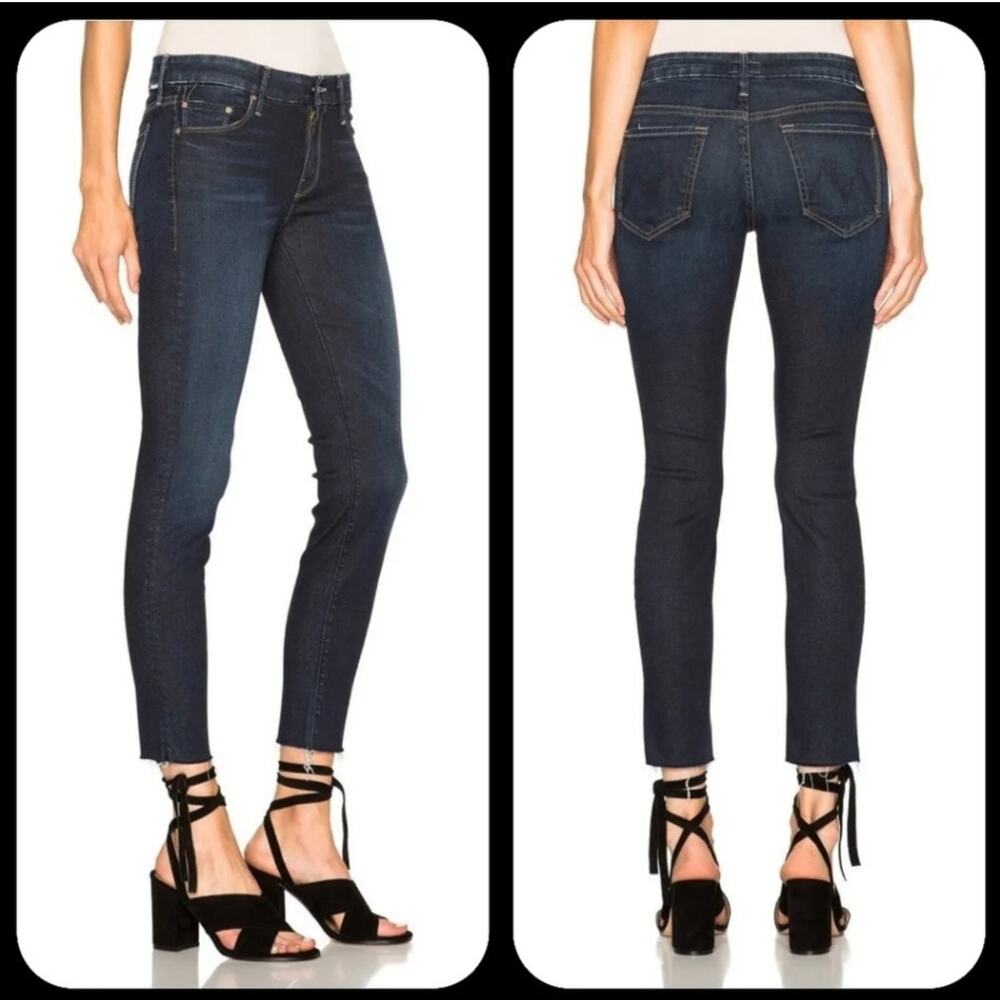MOTHER Looker Ankle Fray in No Play - Blue - Stretch Denim - Size 28